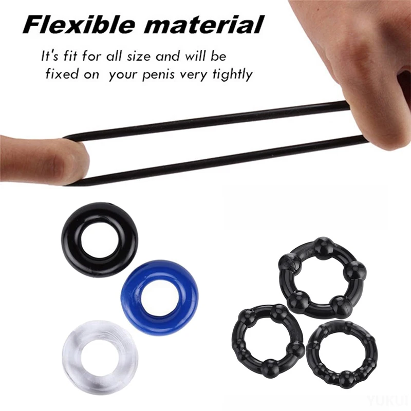 Penis Ring 3 Pcs/Set Cock Ring Delay Ejaculation Sex Toys For Men Dick Enlargement Silicone Adult Supplies 18+ Stronger Erection