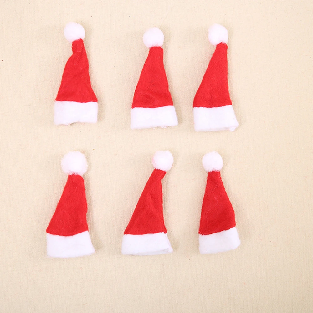 10Pcs Christmas Lollipop Hat Decoration Mini Christmas Hat for Lollipop Candy Cover Ornament Xmax Kids Gift Decoration