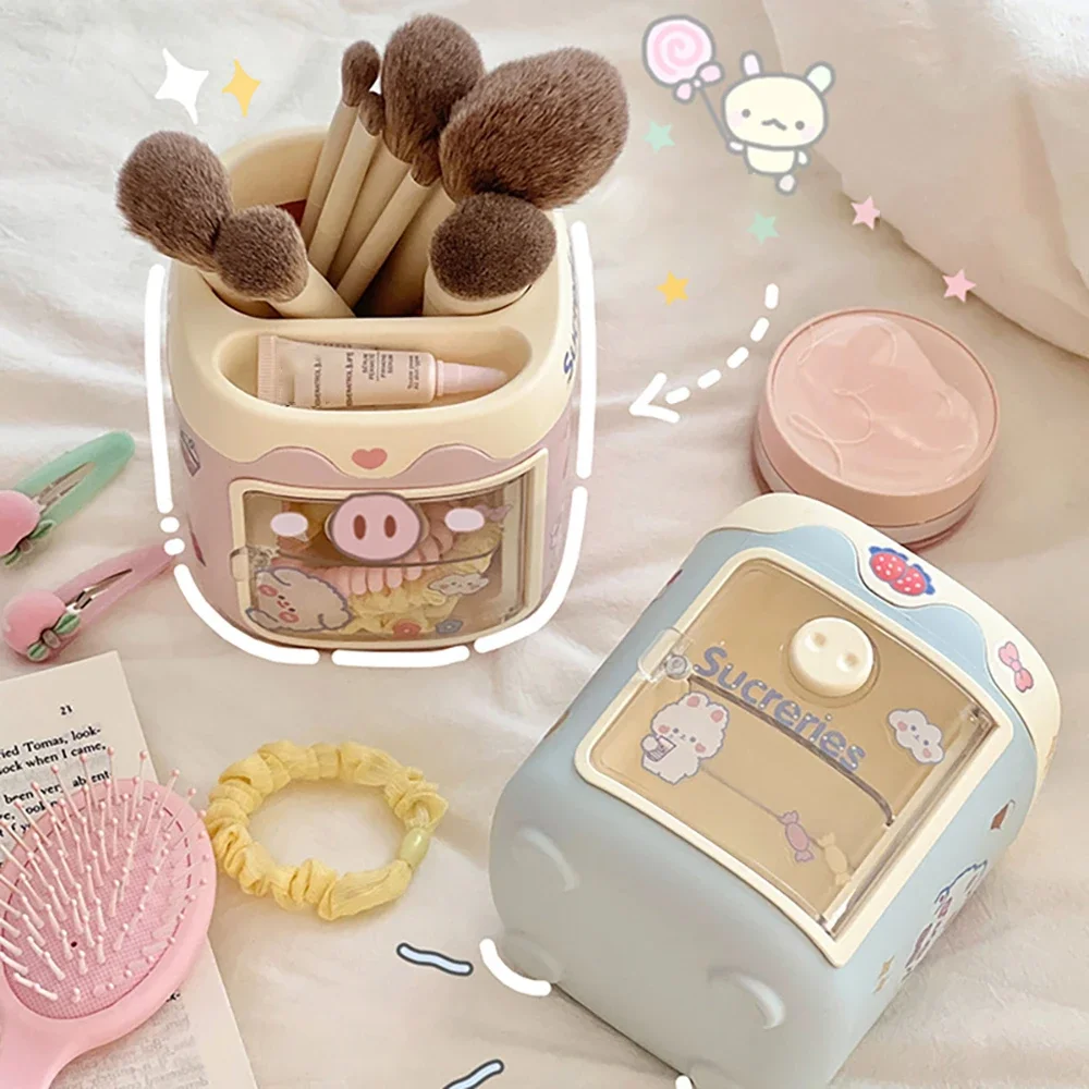Acheter Porte-stylo Mignon, Boîtes De Rangement Avec Tiroir, Support à Cosmétiques, Accessoires De Bureau Kawaii, Papeterie Scolaire Et De Bureau Pour Filles