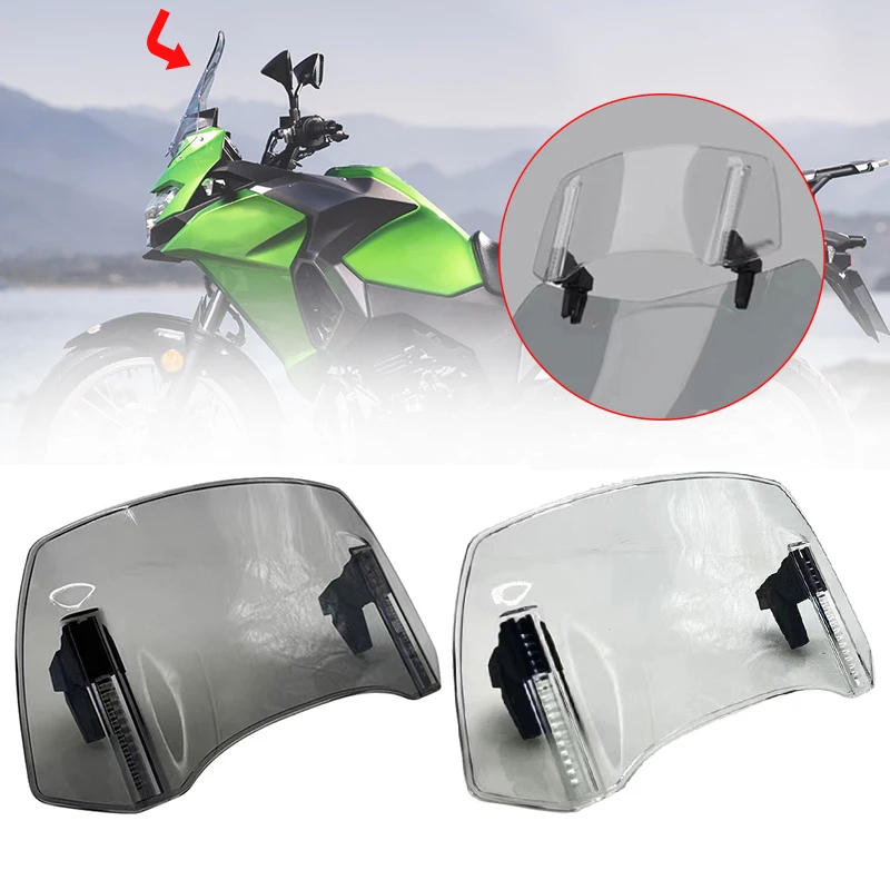 Deflector De Parabrisas Para Kawasaki Versys 650 2024-2025 - Plástico Ahumado Claro, Ajustable, Reduce Viento Y Ruido
