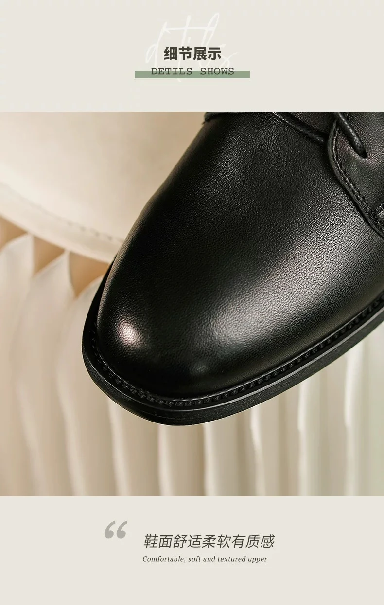 2026 neue Damen Uniform Leder Stiefel Schwarz Vielseitige frauen Kausalen Stiefeletten Schule Leistung Frau Mode Stiefel Einfache – Detail 9