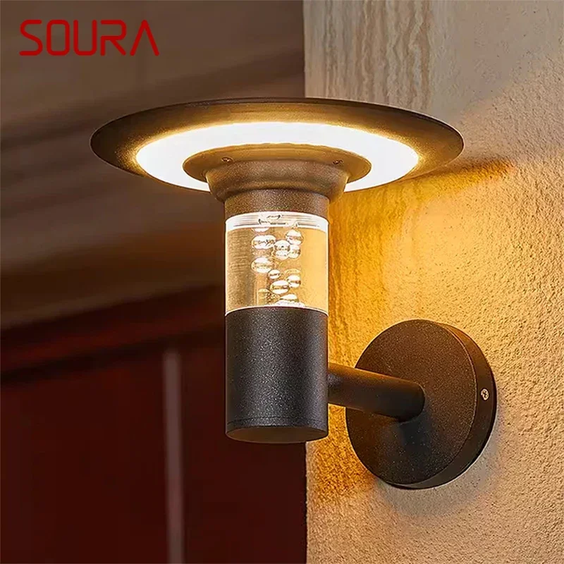 

SOURA Contemporary Solar Outdoor Wall Lamps Simplicity Waterproof Creative Balcony Hallway Courtyard Villa Gate Hotel