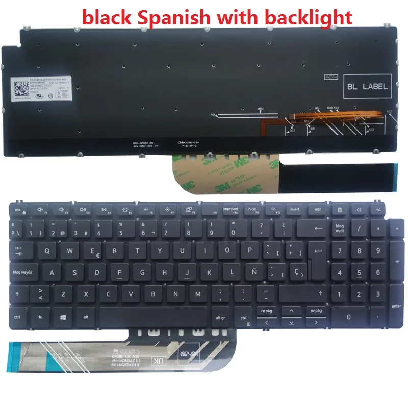 Teclado do Portátil para Dell Inspiron 155502 5509 5505 5510 5590 5591 5598 5593 5584 3501 3505 Russo us uk Espanhol Espanhol Francês Francês - Imagem 3