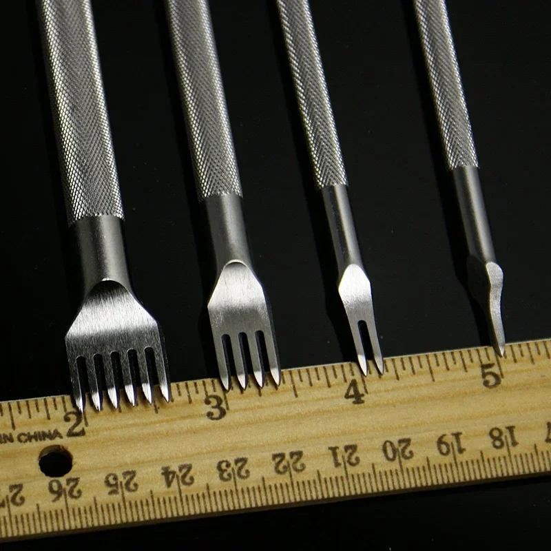 8 style 3mm 4mm Silver Black Gold Retor 4Pcs Hole Leather Tool Punches Stitching Punch Tool Prong Leather Craft Tools