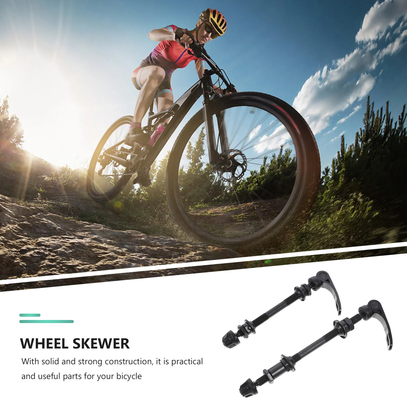 퀵 릴리스 허브 스큐어 세트 자전거 휠용 앞쪽 짧은/뒤쪽 긴 중공 샤프트, 강력..