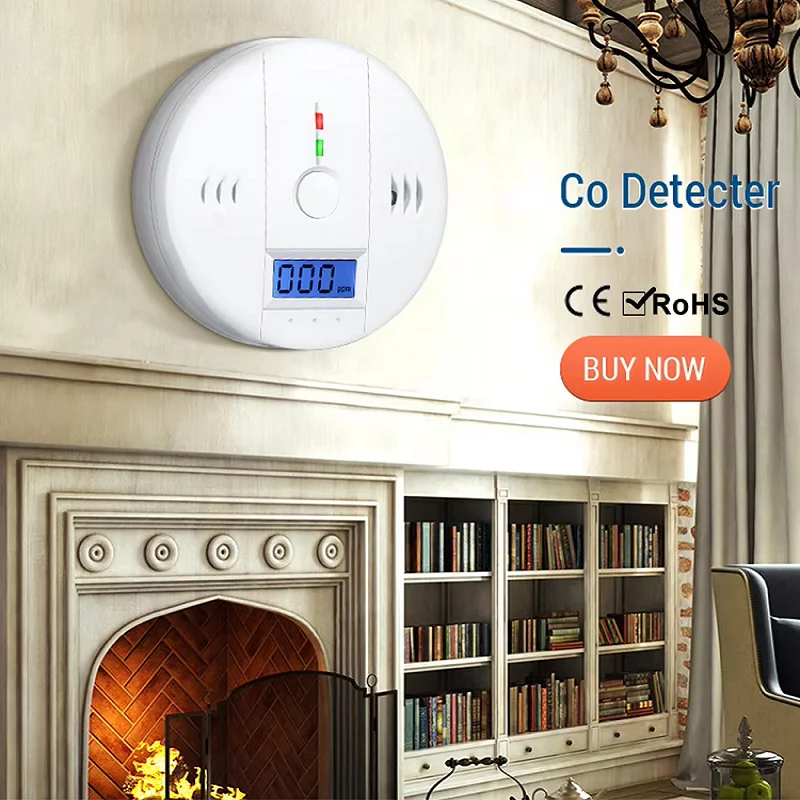 Carbon Monoxide Alarm Smoke Alarm Co Detector LCD Display Alarm Home Wireless Toxic Gas Leak Detector Fire Sound Alarm - 2