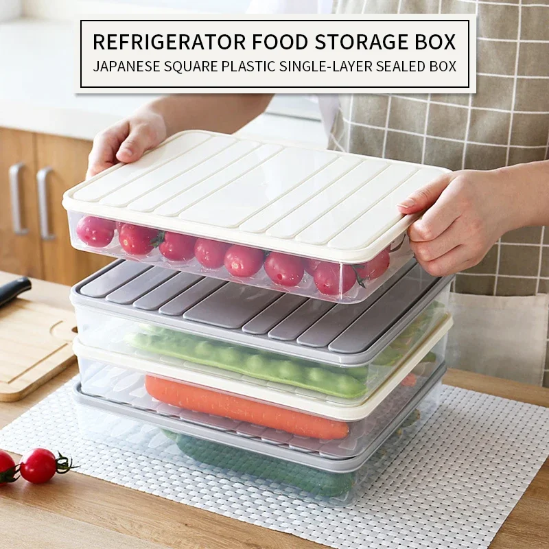 Freezer Dumpling Box Food Storage Container Stackable Food Saver Box with Lid Square Plastic Single-layer Sealed Transparent kitchen storage box,rice storage box,food storage container,food storage box,storage box