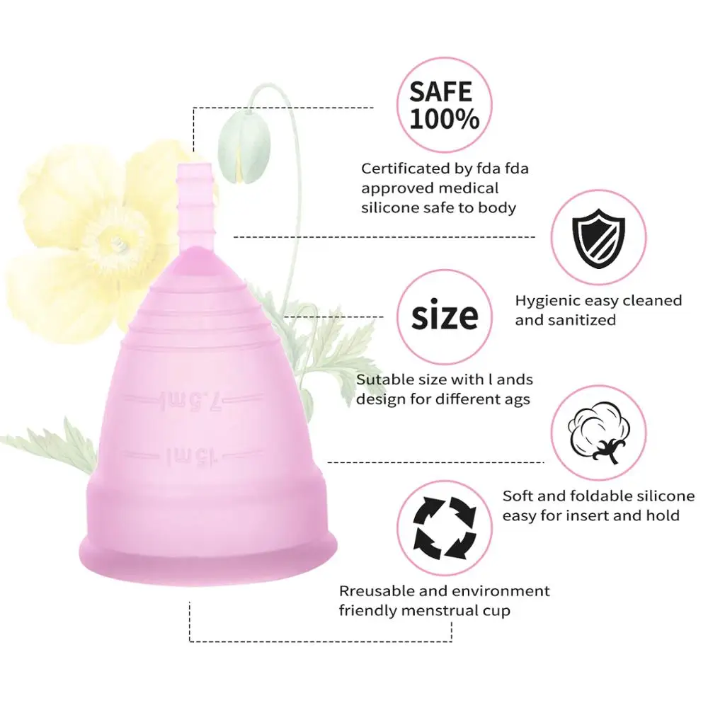 Menstrual cup of medical silicone for women