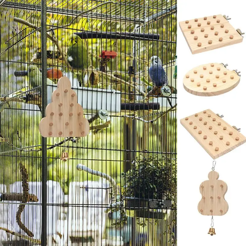 

Parrot Training Toy Bird Stacking Desktop Toys Parrot Chew Toys Wooden Block Puzzle Birds Play Set Bird Cage Accessories