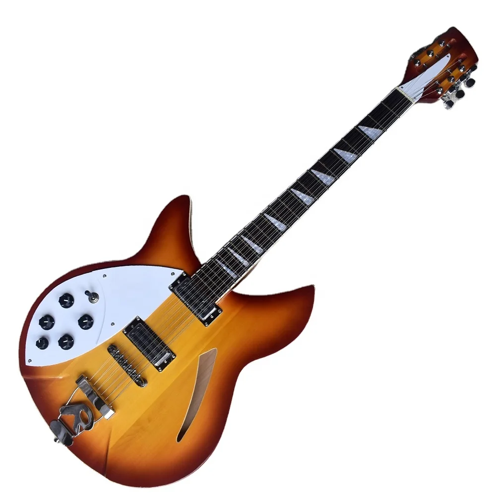 

Flyoung Left Handed Semi Hollow Maple Body 12 Strings Electric Guitar Sunburst Color factory