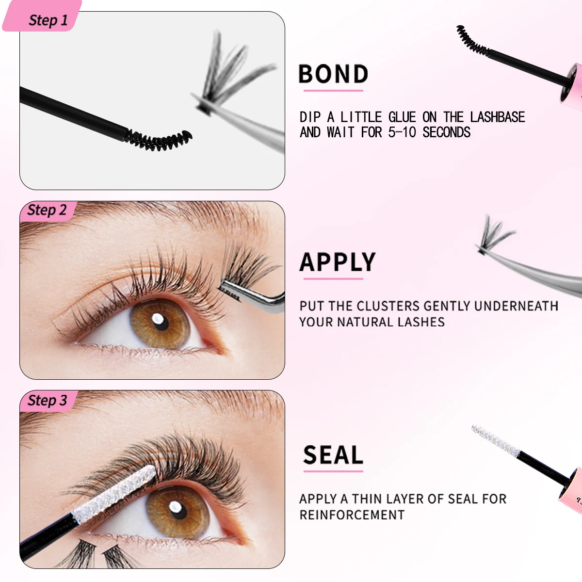 320 PCS Lash Extension Kit DIY Individual Eyelash Extension 30D40D50D Cluster Lashes Kit Lash Glue Remover for Eyelash