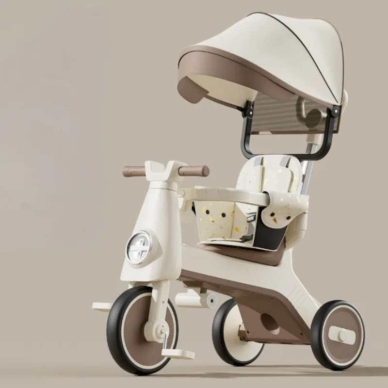 Push-handle Controllable Steering Tricycle for Children From 1 To 3 Old Children's Tricycles , Baby Trolley, Music Light Toy Car
