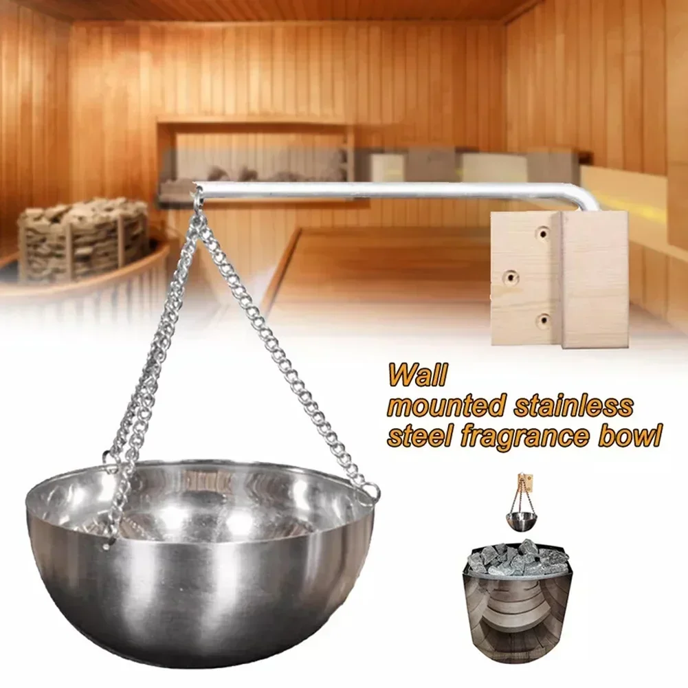 Hanging Aroma Bowl Heatable Aroma Bowl Sauna Sessions Natural And Warm Atmosphere Swivel Chain Design Wooden Elements
