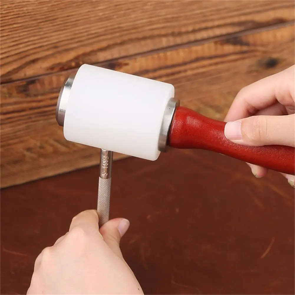 Leathercraft Wooden Handle Nylon Hammer Diy Handmade Leather Carving Hammer Mallet Tool For Diy Stamping Sewing