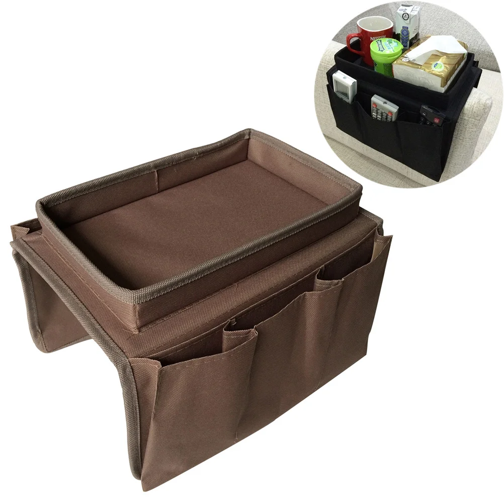 

Sofa Armrest Organizer with Pockets Cup Holder Tray Couch Armchair Hanging Storage Bag for TV Remote Control Drinks Snacks