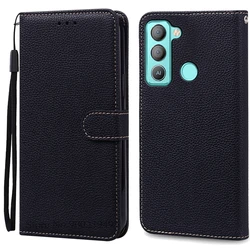 Leather Wallet Flip Phone Case - Protective Bumper Shell and Stylish Cover for Tecno Pop 5 Lte (Black)