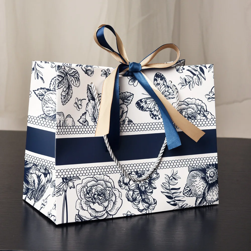 Premium Floral Gift Bags with Ribbon
