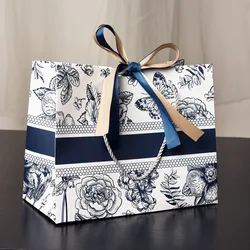 Premium Floral Gift Bags with Ribbon - 36x25x12cm (2)