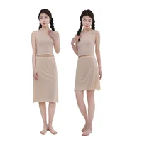 Jupe à bascule grande taille, demi-corps, robe d'été en soie glacée fine, taille haute, élastique, Anti-pénétration, doublure sous-jupe 2