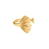 Bagues géométriques en acier inoxydable pour femmes, Texture minimaliste, couleur or, ouverture de Couple, bijoux esthétiques de mariage et de noël