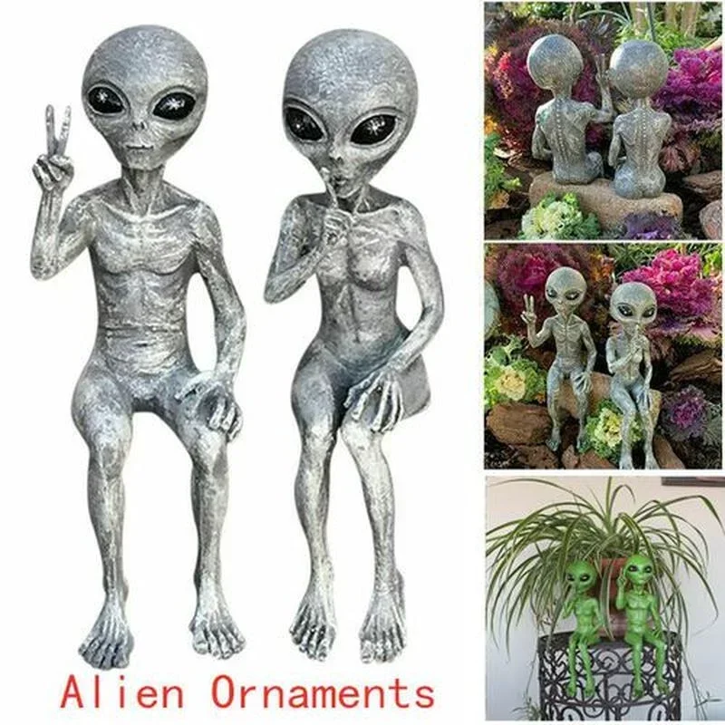 Resin Statue Ornament For Garden Home Decoration Outer Space Alien
