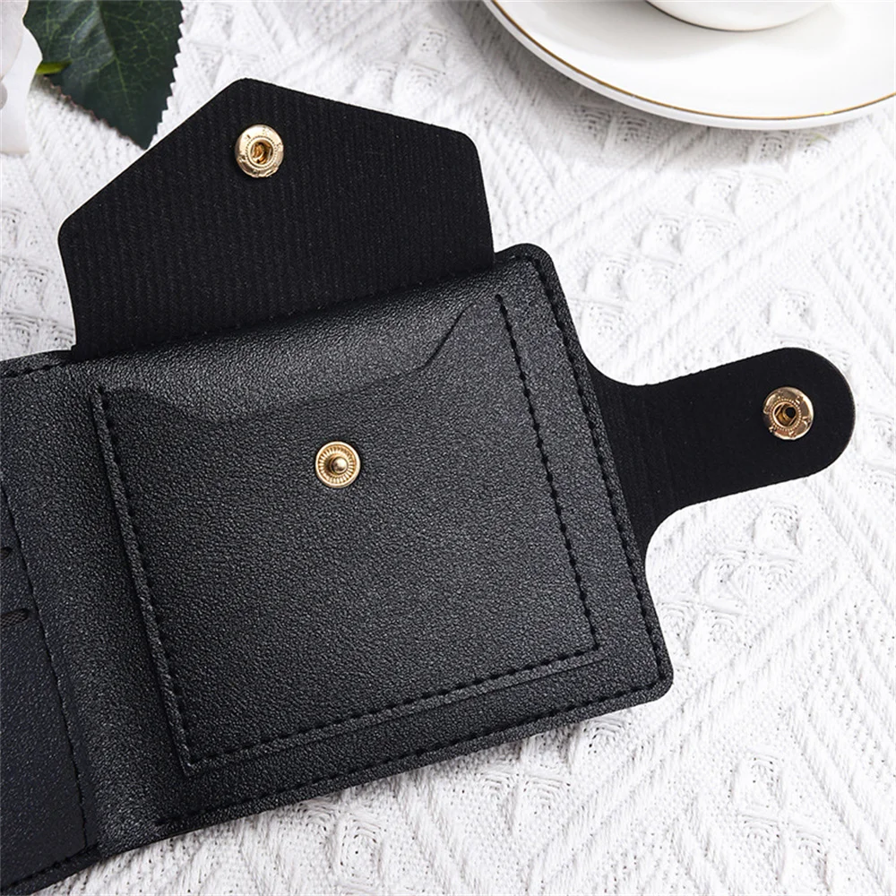 Pu Leather Small Short Wallet Bag Multi Card Holder Students Ultra-Thin Cowhide Coin Purse Clip Clutch Pouch For Men Women 5