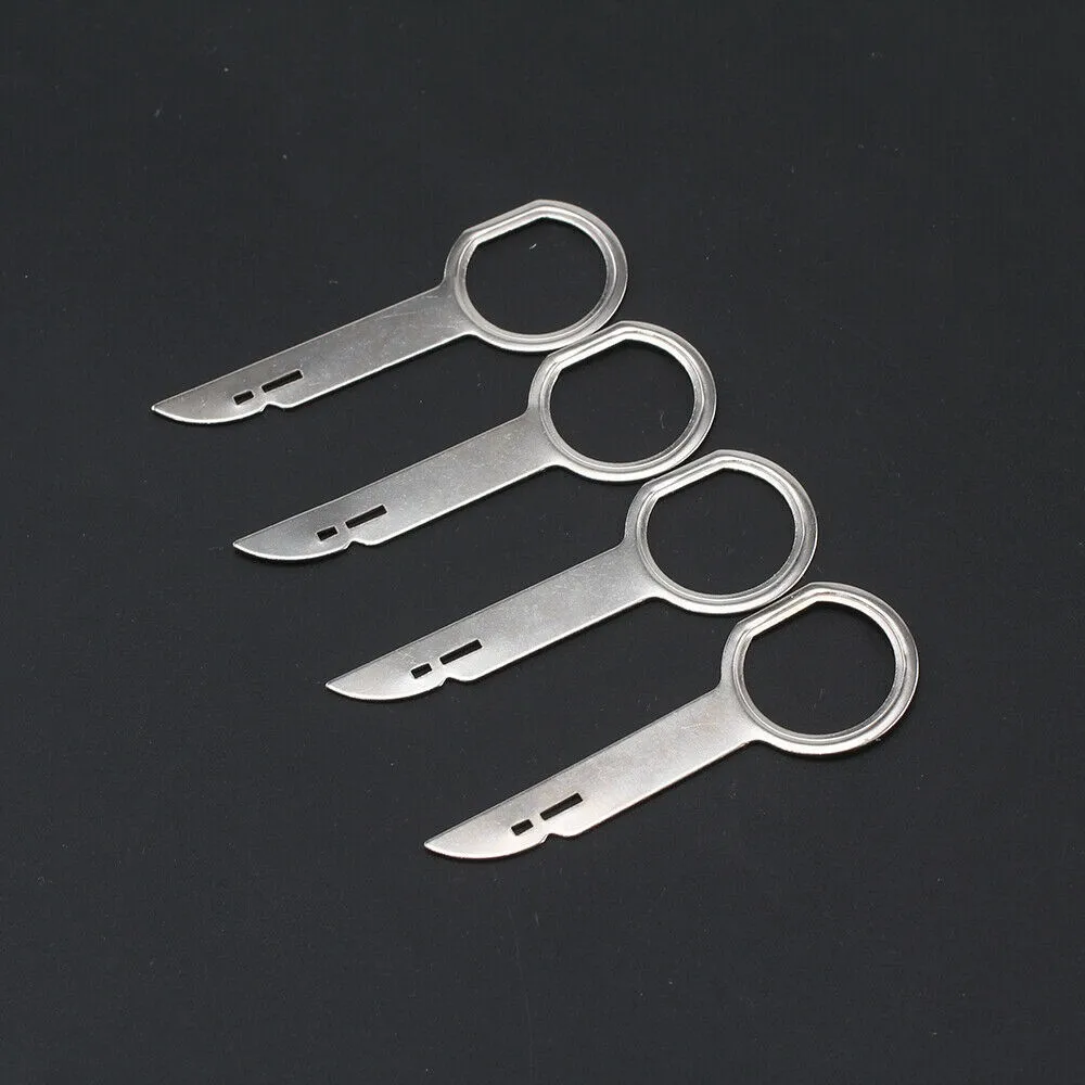 

Radio Removal Radio Removal Keys Release Keys Tool Replacement Stainless Steel 15*15*0.5 CM 4pcs Car CD Stereo
