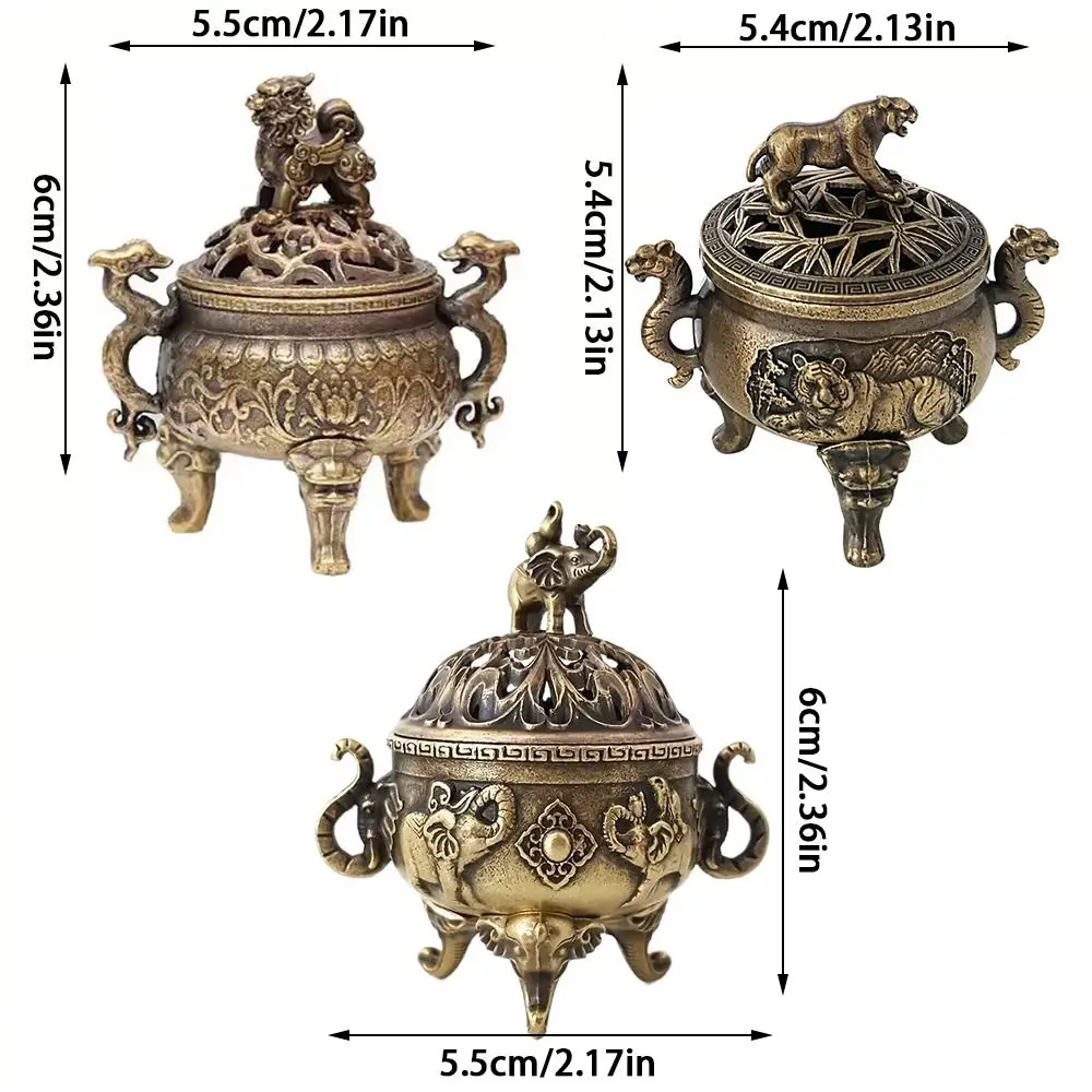 Alloy Incense Burner Animal Foot Plate Mini Sandalwood Incense Burner Hollow Out Three Legged Stove Tea Ceremony Home Decoration