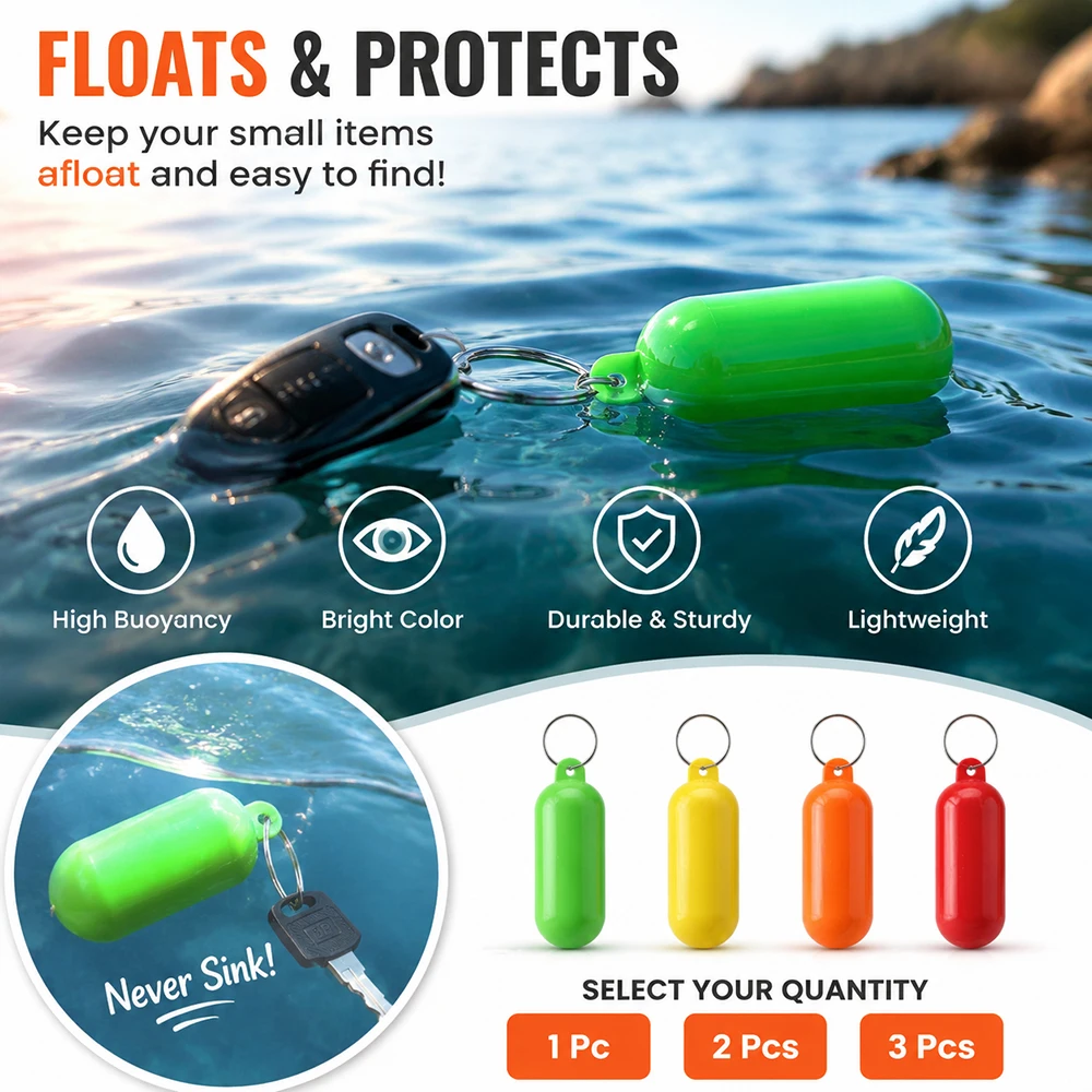 Kayak Float Keychain Surf Floating Non Sinking Pendant Lock Ring Yellow Beach Markers Yacht Inflatable Boat Edc Accessories