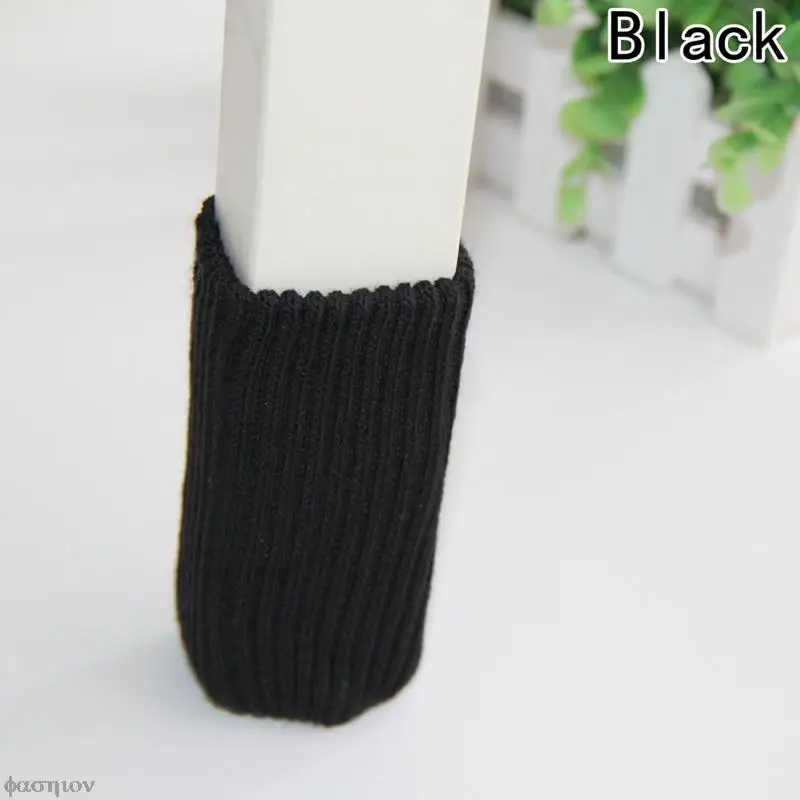 4cs Knitted Chair Leg Socks Furniture Pad Leg Floor Protectors Non Slip Anti-Noise Table Feet Covers For Hardwood Floors Home