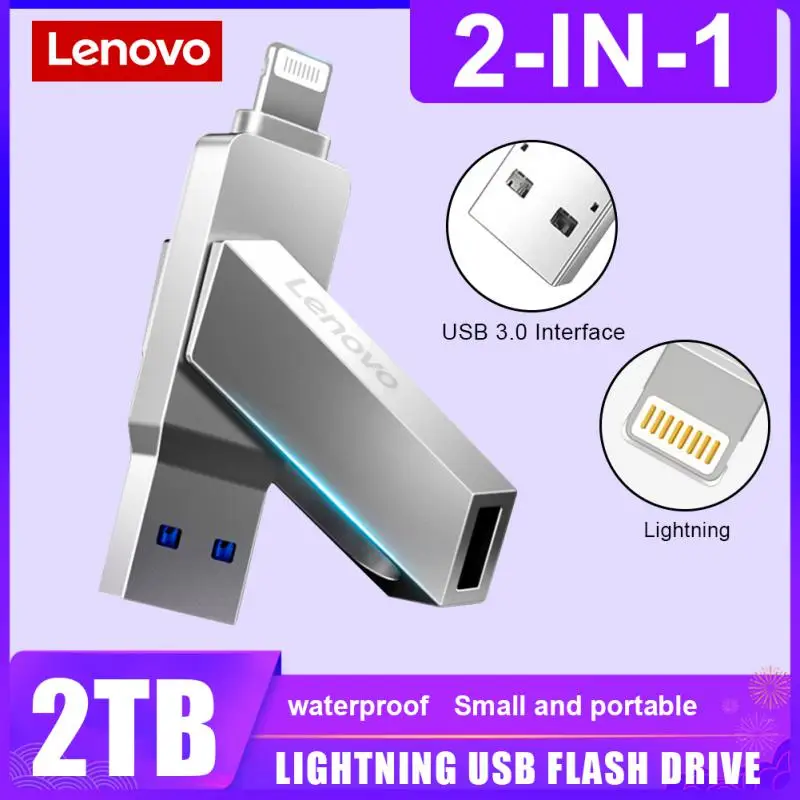 Lenovo 2Tb Lightning Usb 3.0 Flash Drive Per Iphone Ipad Android 128Gb Pen Drive Otg Pendrive 2 In 1 Memory Stick Per Iphone 14