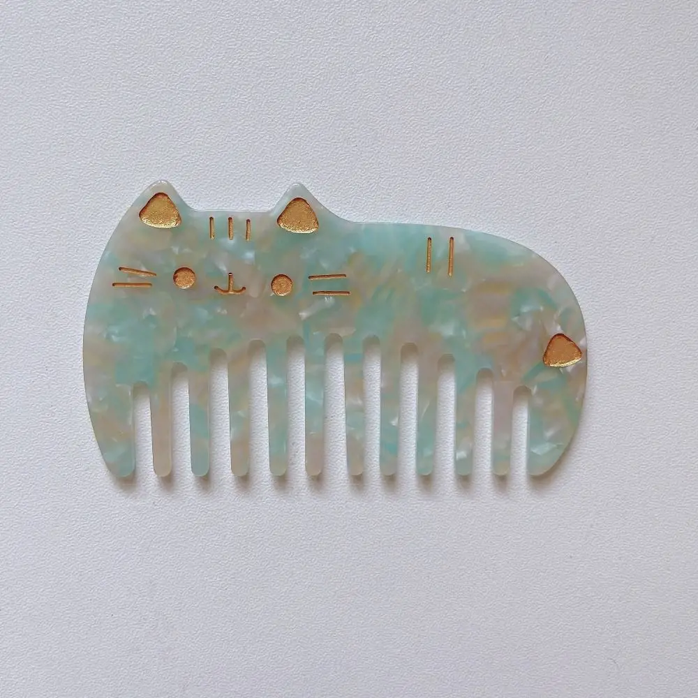 Acetate Hair Combs New Colorful Wide Teeth Hairdressing Comb Cute Cat Anti Static Washing Comb Women