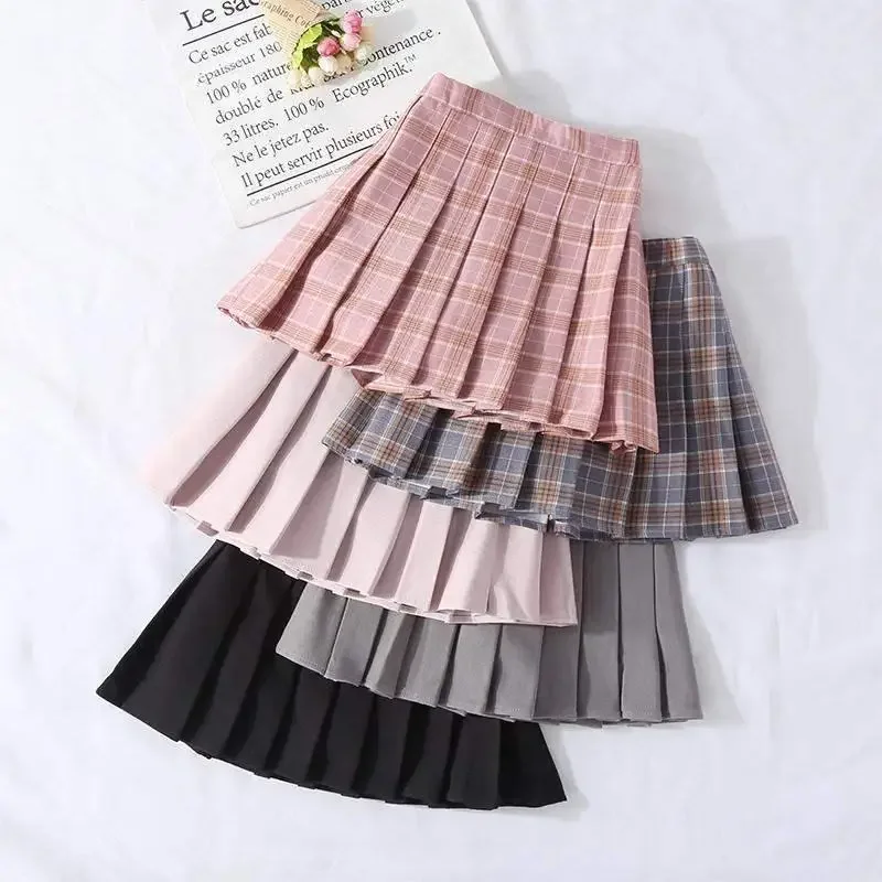 

2024 Girls Skirts Autumn Vintage Pleated 3 4 6 8 10 12 14 Yrs Spring Kids Skirt Plaid Skirts School Teens Girl Children Clothin