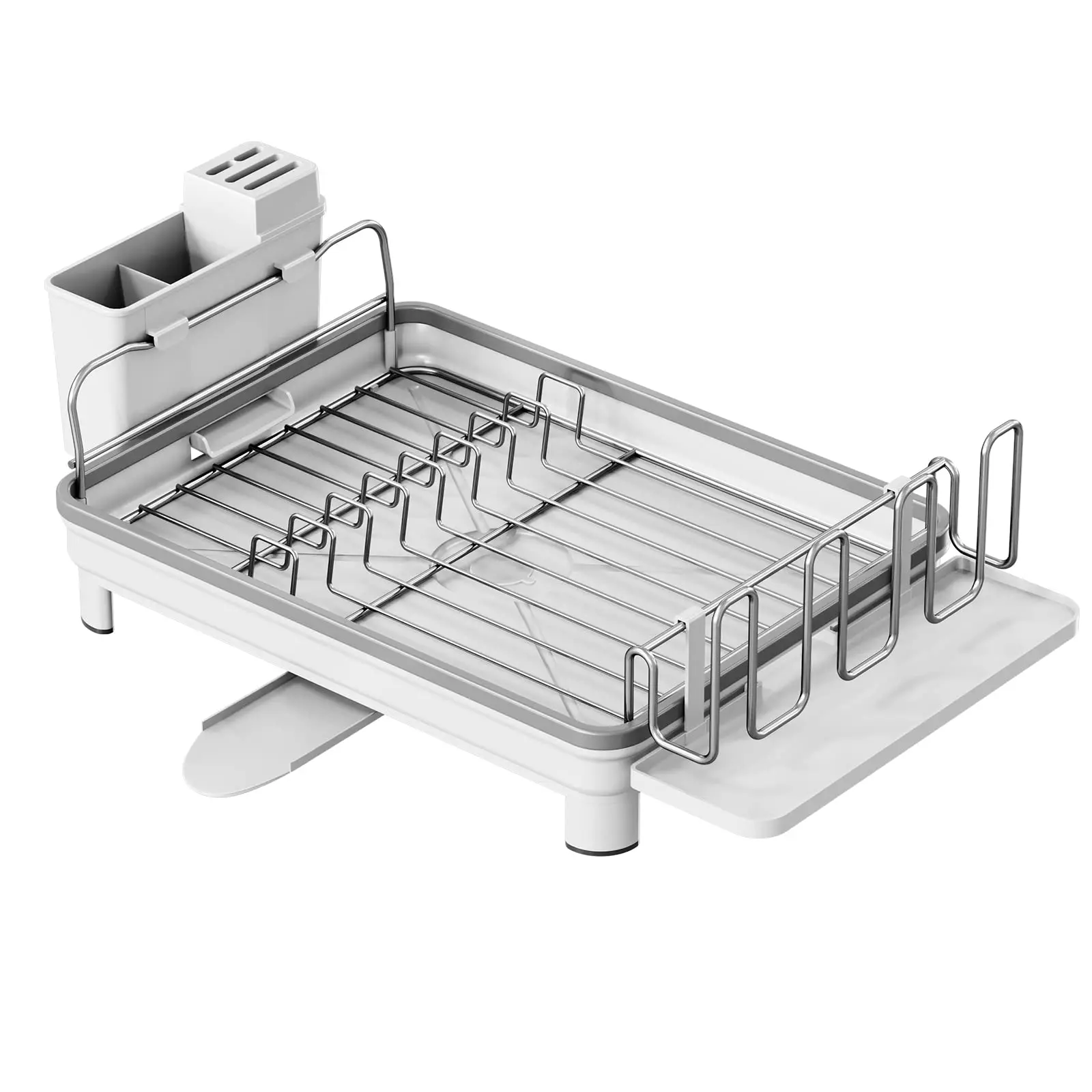 Double Rows Stainless Steel Dishes Drying Rack with Drain Board for Kitchen Counter  Dishes Rack кухонные