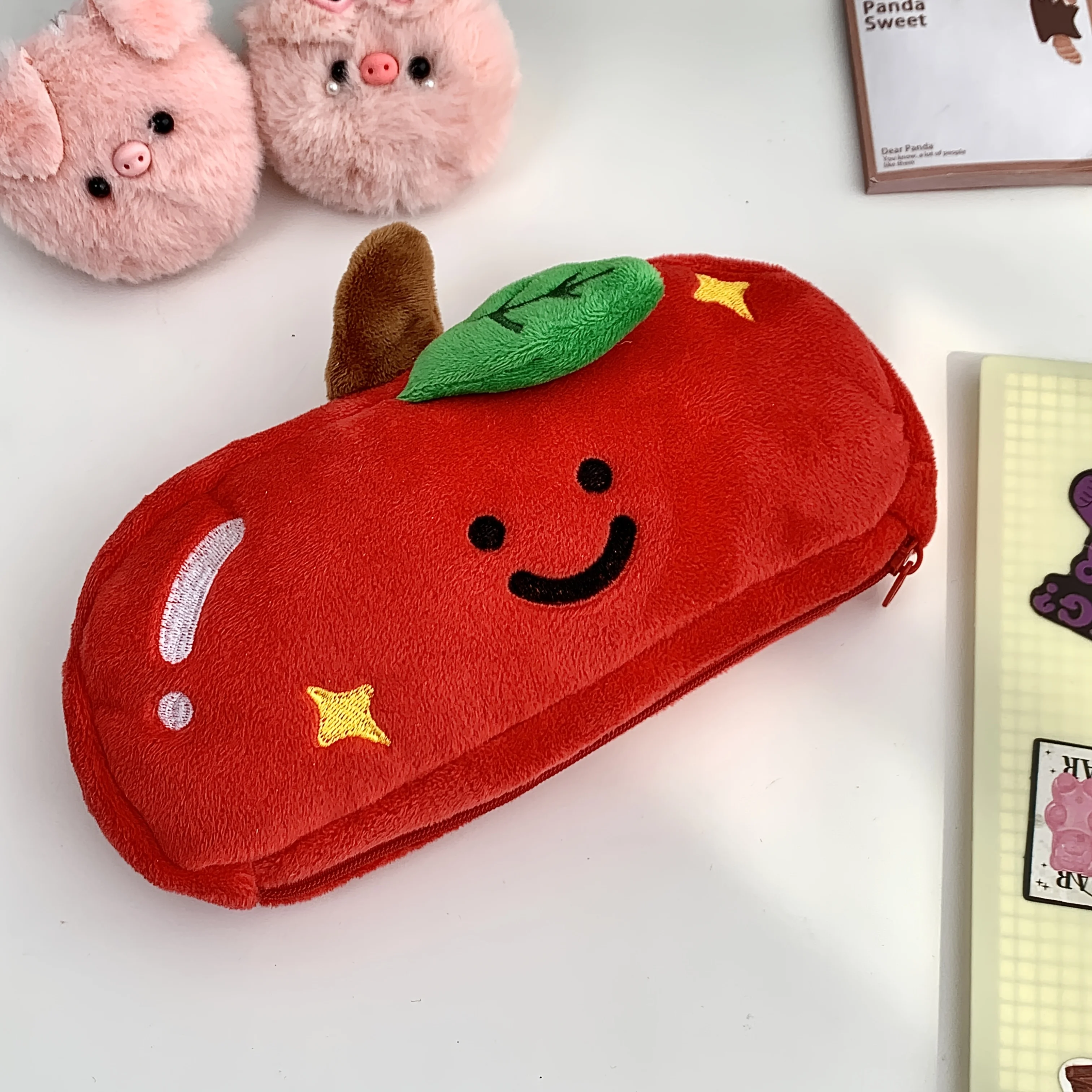 Red Apple Pencil Case/Makeup Bag/Portable Bag Large Capacity Pen Case Mark Pen Storage Bag Back to School Gift