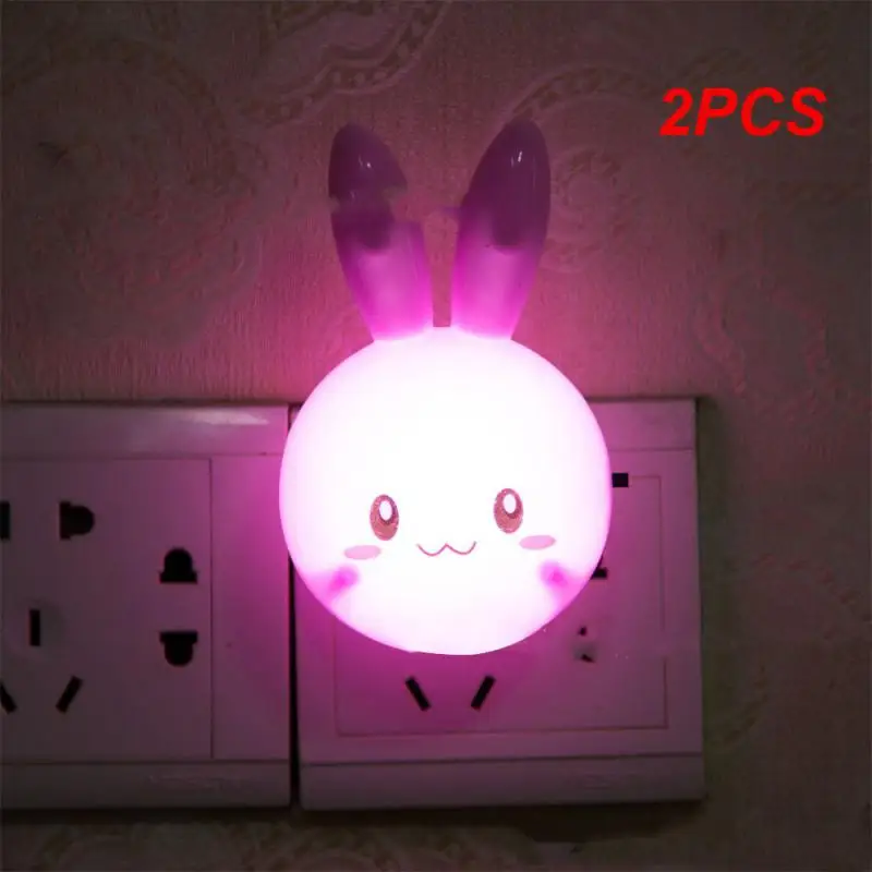 

2PCS Colors LED Cartoon Cute Rabbit Night Lamp Switch ON/OFF Wall Light AC110-220V US Plug Bedside Lamp For Children Kids Baby