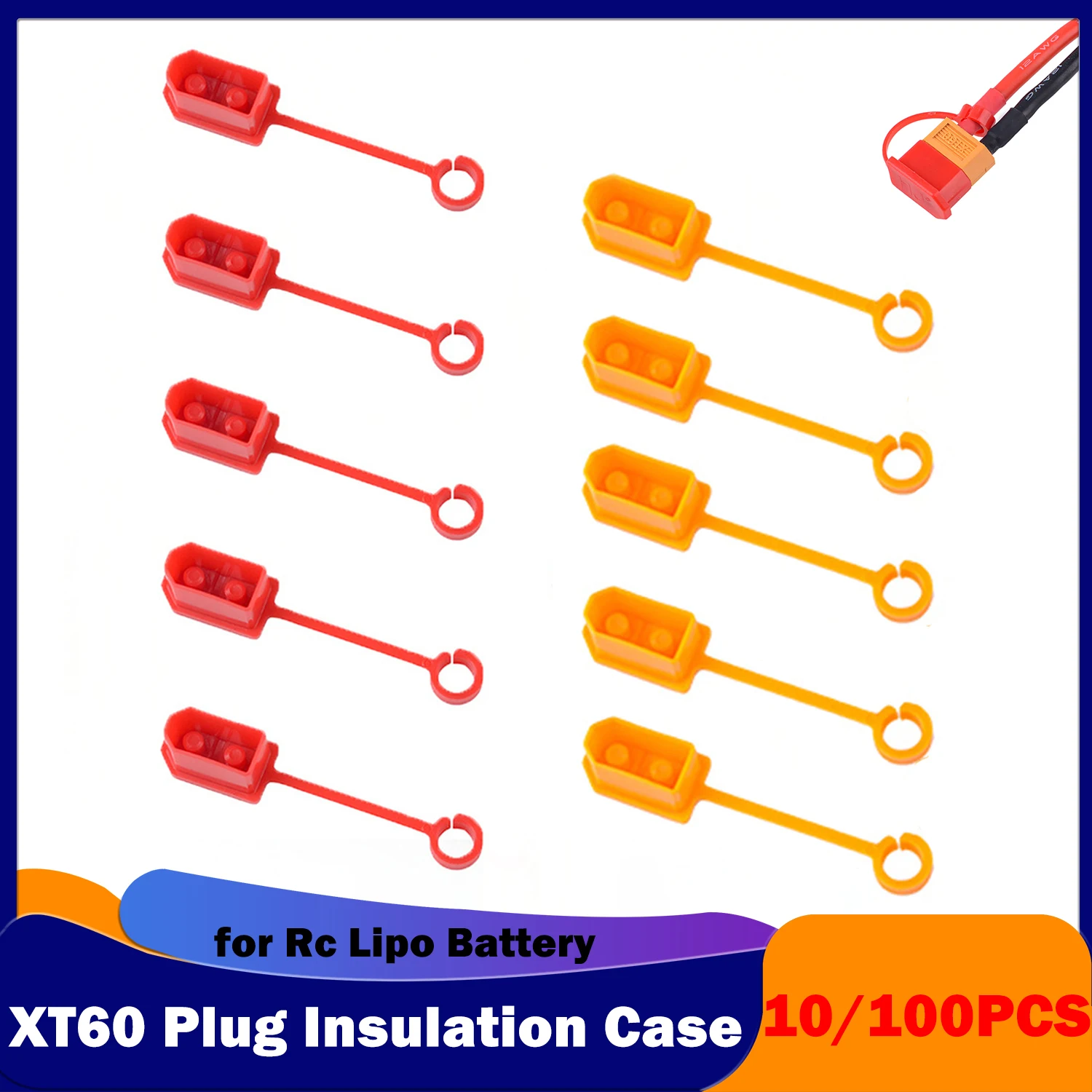 

10/100PCS XT60 Plug Insulation Cover Dust Proof Prevent Electric Short Circuit Protection Oxidized Case Sleeves for Rc Battery