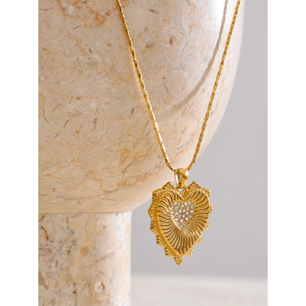 Yhpup Stainless Steel Zircon Necklace 18K PVD Plated Jewelry Accessories