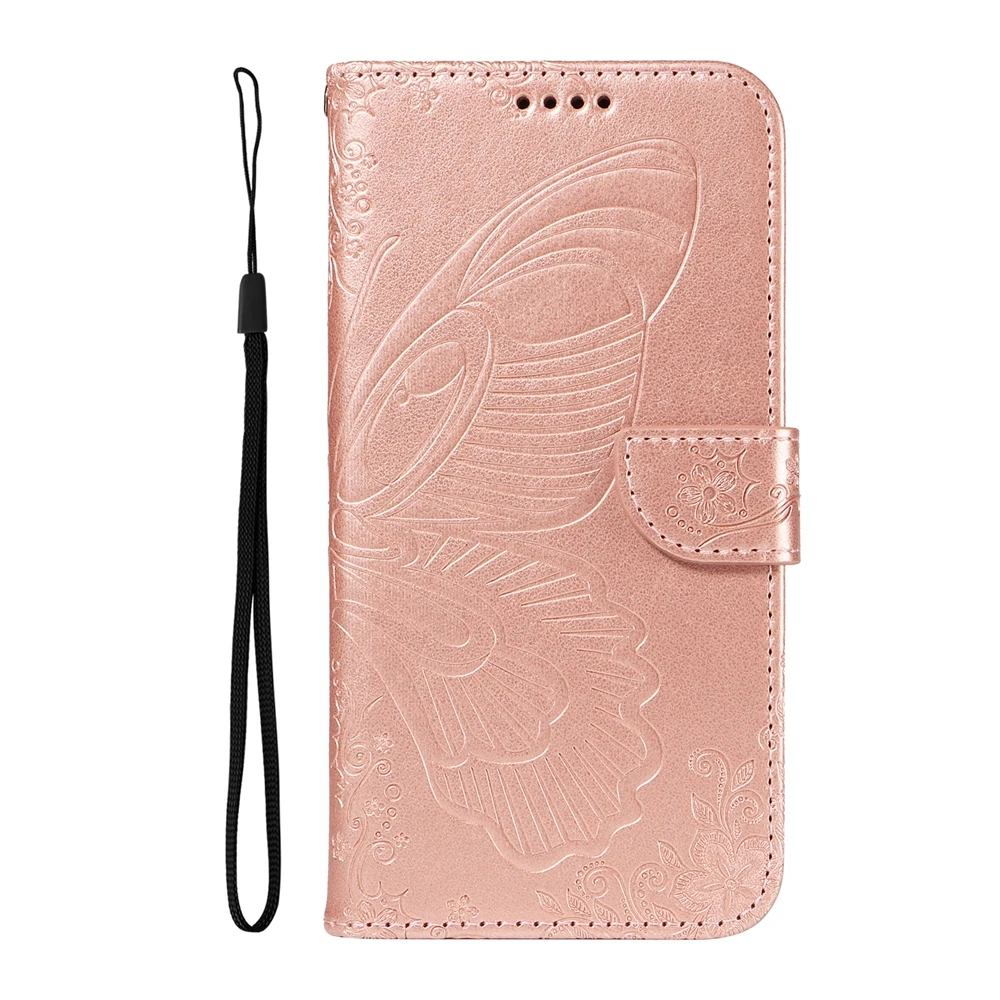 Magnetic Leather Wallet Phone Case - Shockproof Butterfly Design Flip Cover