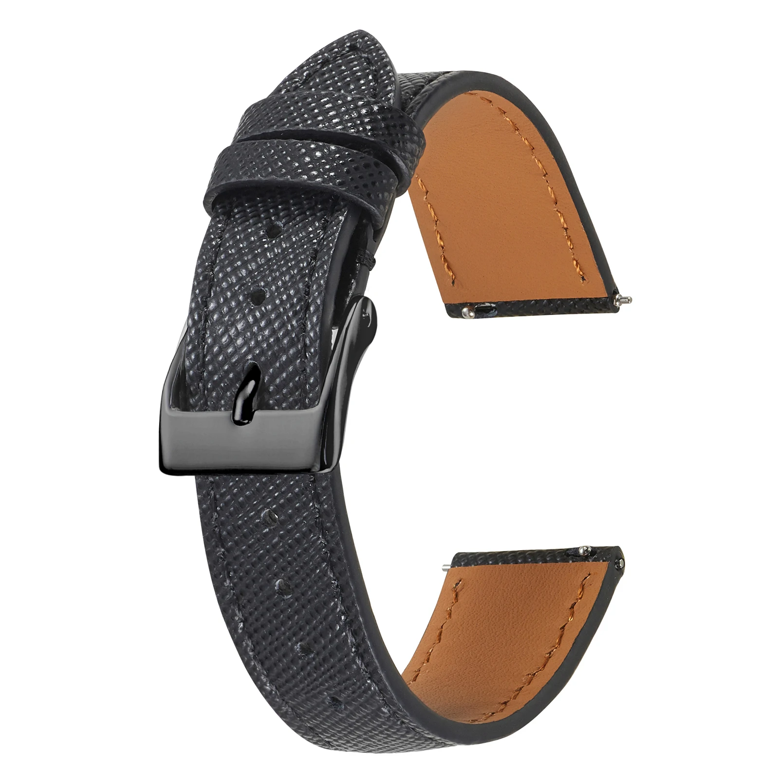 Sleek Tapered Saffiano Leather Quick Release Watch Strap