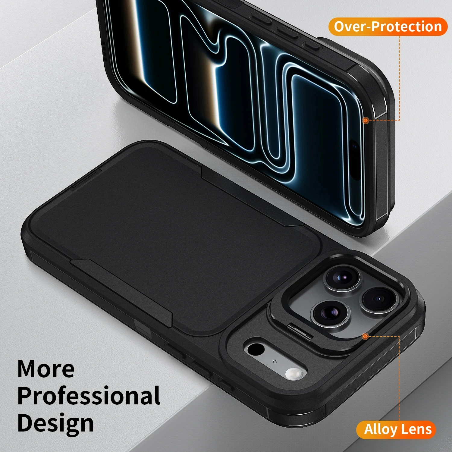Shockproof Armor Defender Case with Camera Holder - Dual Layer Heavy Protector Cover