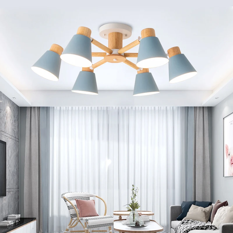 Nordic Solid Wood Chandelier E27 Bulb Ceiling Lamp For Living Room Bedroom Hotel Restaurant Modern Lighting led chandelier ceiling chandelier art lighting fixtures