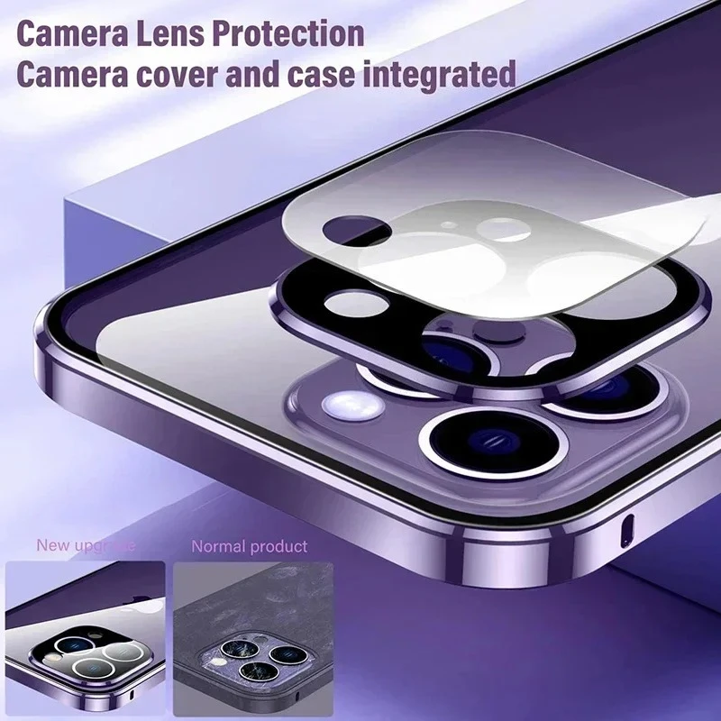 Universal Magnetic 360° Protective Case with Double-Sided Glass Cover