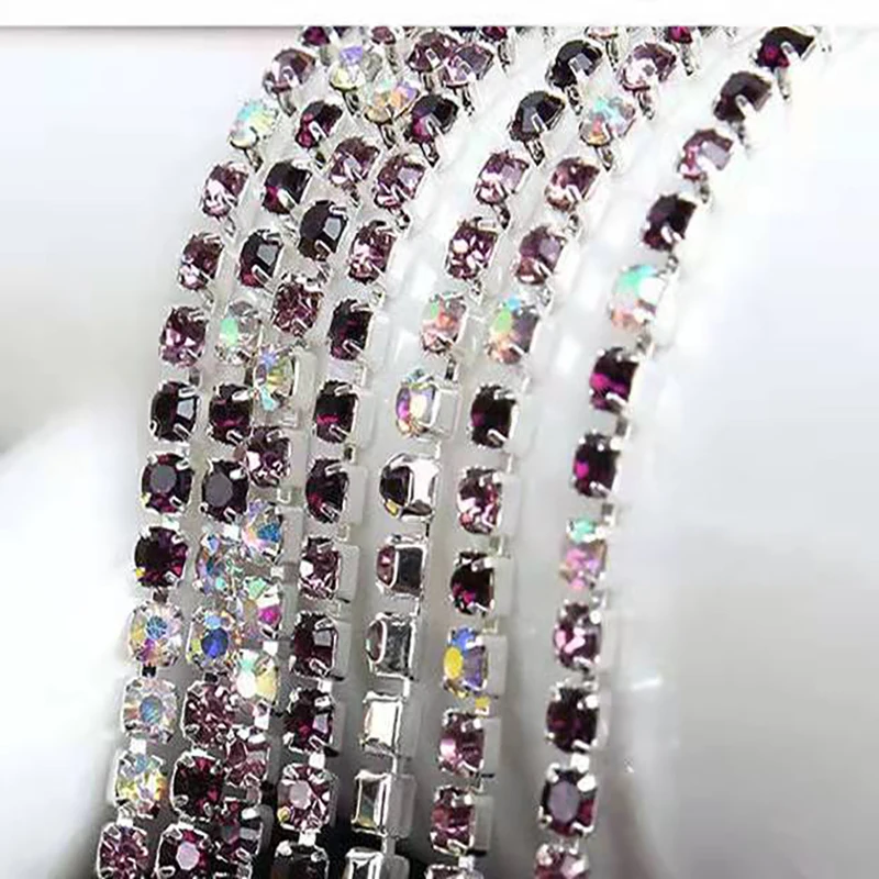 Glass Crystal Rhinestone Chain 1yard/Piece 17Colors Sew on For Diy Garment Bags Decorations