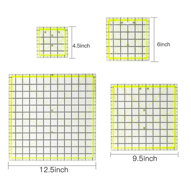 4Pcs Square Acrylic Quilting Rulers Fabric Cutting Ruler Grid Line Quilters  Ruler Clear Mark for Quilting Sewing Patchwork Ruler - AliExpress