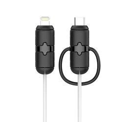 Silicone USB Charging Cable Protector Sleeve, Anti - Break Sleeve for Durable Cable Protection (Black for iPhone)