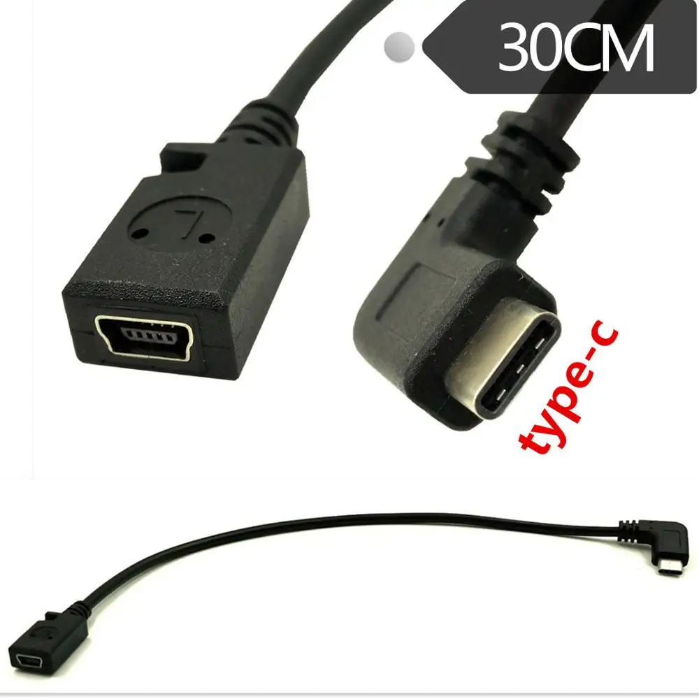 Rechten Winkel USB-C Ladekabel, Duttek USB 3,1 Typ C Stecker auf Mini USB  (Mini B) weibliche Konverter Kabel 0,3 m