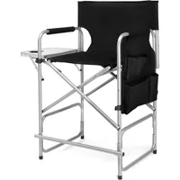 26" Tall Folding Directors Chair with Side Table,Portable Makeup Artist Bar Height, Steel Frame 300 lbs Capacity 1