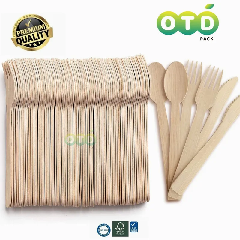 Disposable Wooden Cutlery Forks/Spoons/Knives/Sporks Party Supplies Kitchen Utensil For Dessert Icecream