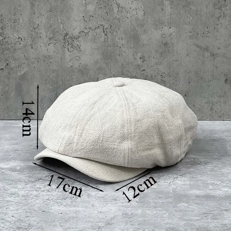 Men New Cotton Linen Big Size 63CM Newsboy Caps Spring Summer Thin Breathable Retro Berets Fashion Casual Octagonal Hats 60cm cotton newsboy cap berets hat